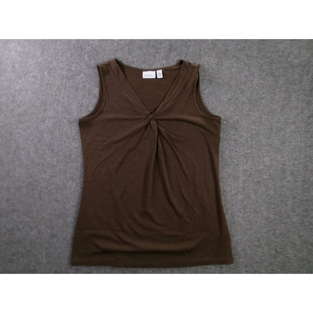 Kim Rogers Tank Top Women S Brown Office Casual Pleated Base Layer Capsule